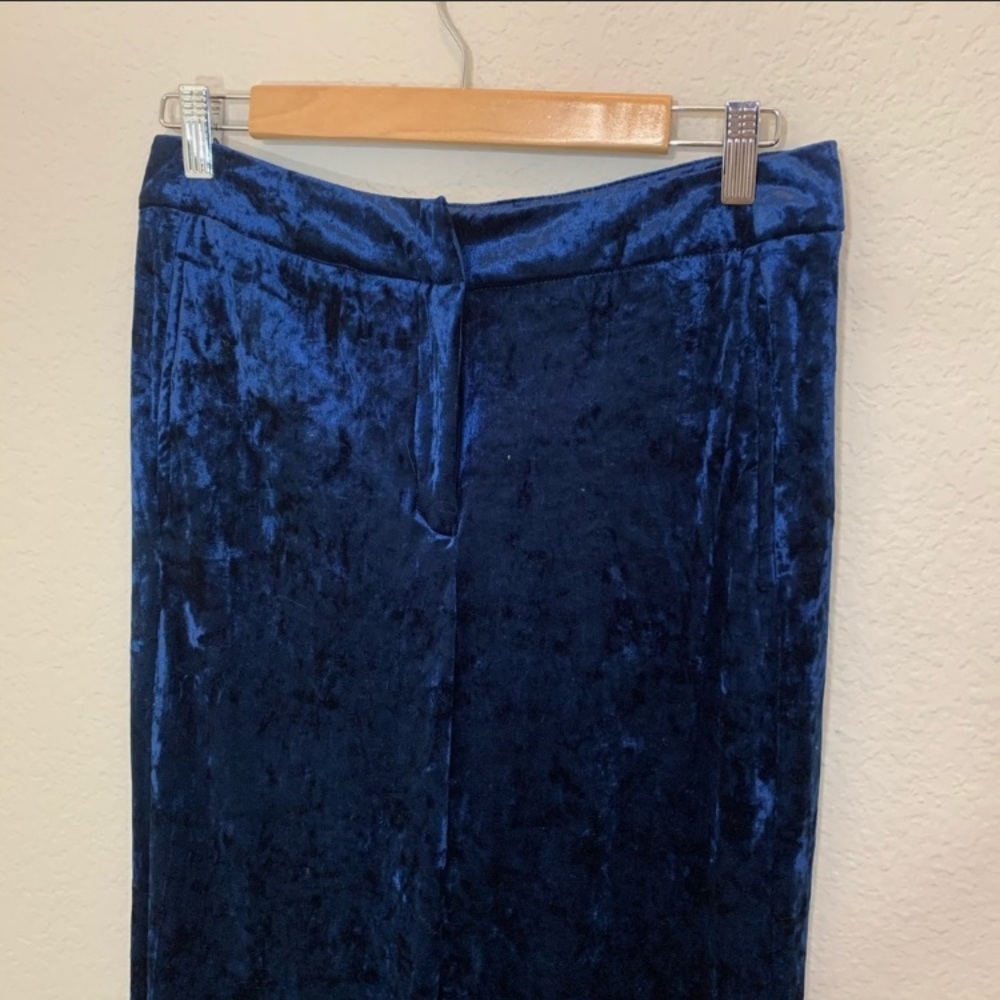 CYNTHIA ROWLEY Velvet Pants Dark Blue Wide Leg - Picture 3 of 8